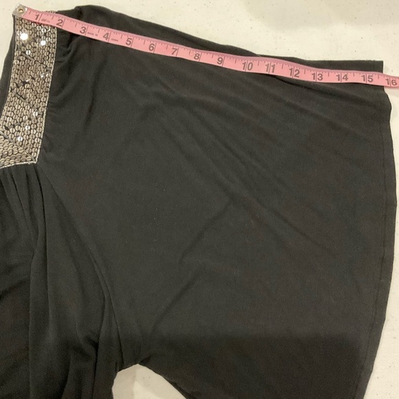 Forever 21 Flowy Blouse Square Sequin Neckline Flutter Sleeves Black Women’s Med - Picture 5 of 11